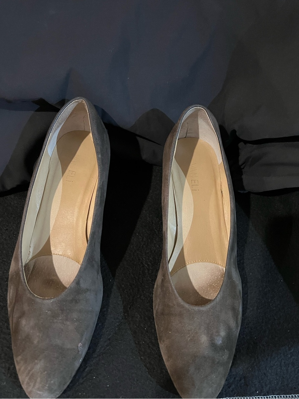 Van Eli Women's Grey/taupe Suede Wedge Pumps and Black Wedge Pumps (2 Pairs)